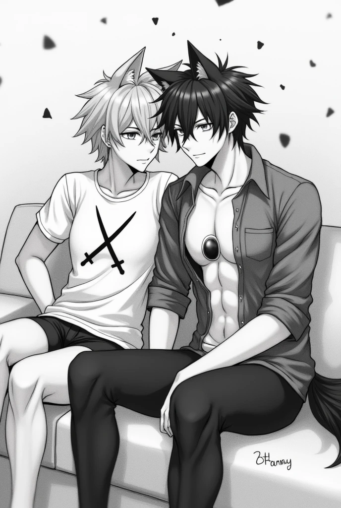two anime male demons, sexy