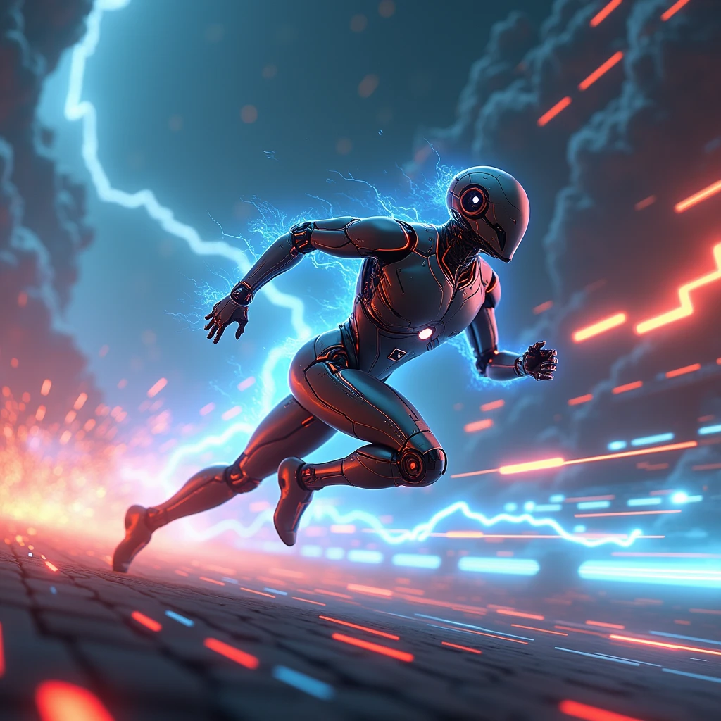 (lightstreaks:1.4), noface, cyborg running , exoskel, dust, smoke, motion blur, neon_mesh_background <lora:Faceless_Cyborgs:0.6> <lora:Neon_Cyberpunk_SDXL:1.0>, masterpiece, best quality, ultra high res, (photorealistic, realistic:1.2), deep shadow, raw photo, film grain, Fujifilm XT3, 8k uhd, dslr, <lora:EnvyBetterHiresFixXL01:1>