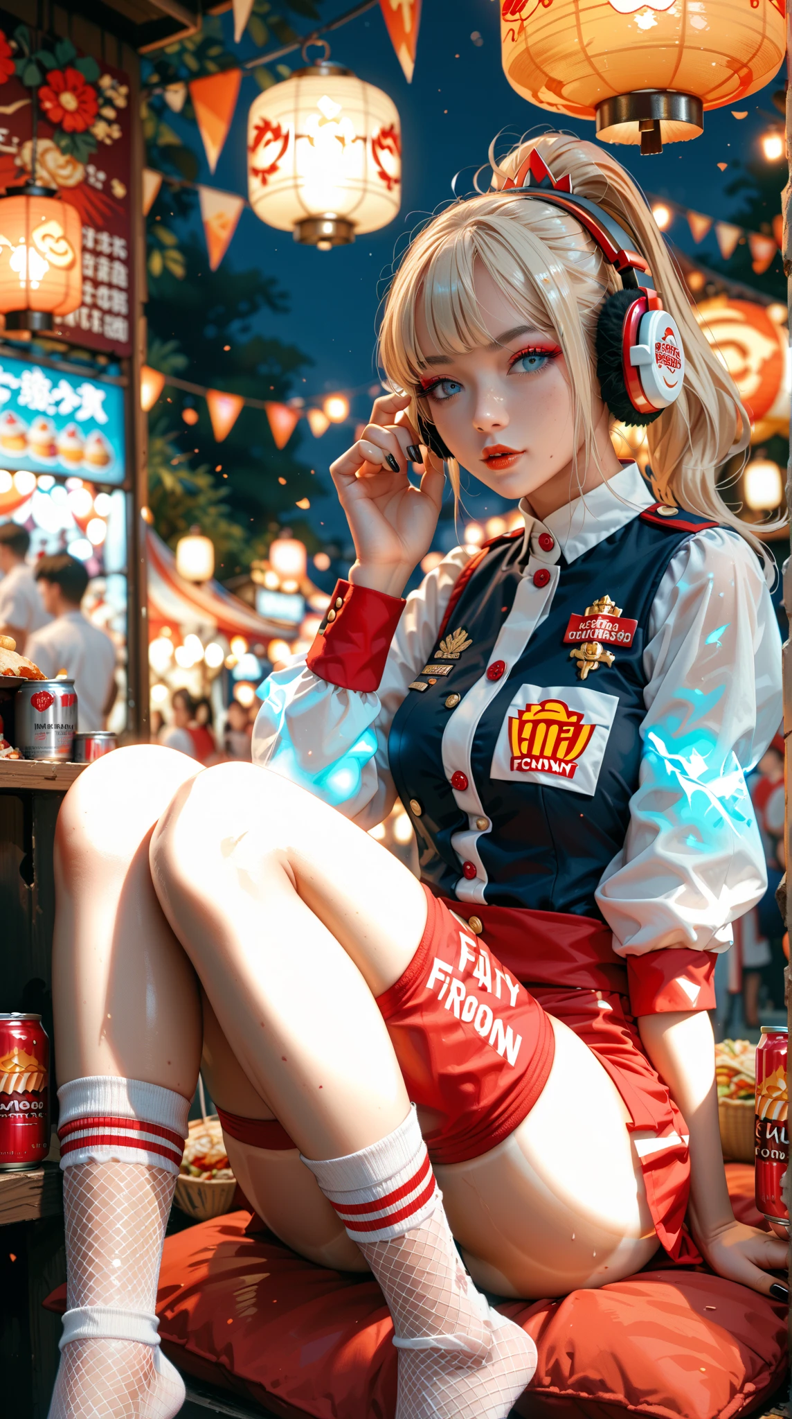  black nails ，（ can clearly see the tan lines），（sunburned skin ）、（ oily skin ）、（steam），Glowing skin，Princess，vampire，Colored Contact Lenses，sigh，high ponytail，earmuffs ，fast food uniform， fishnet socks，Broken corner ，Knee pillow，Hand in Hand，Lantern Festival，Four grids，Blood Reform Law