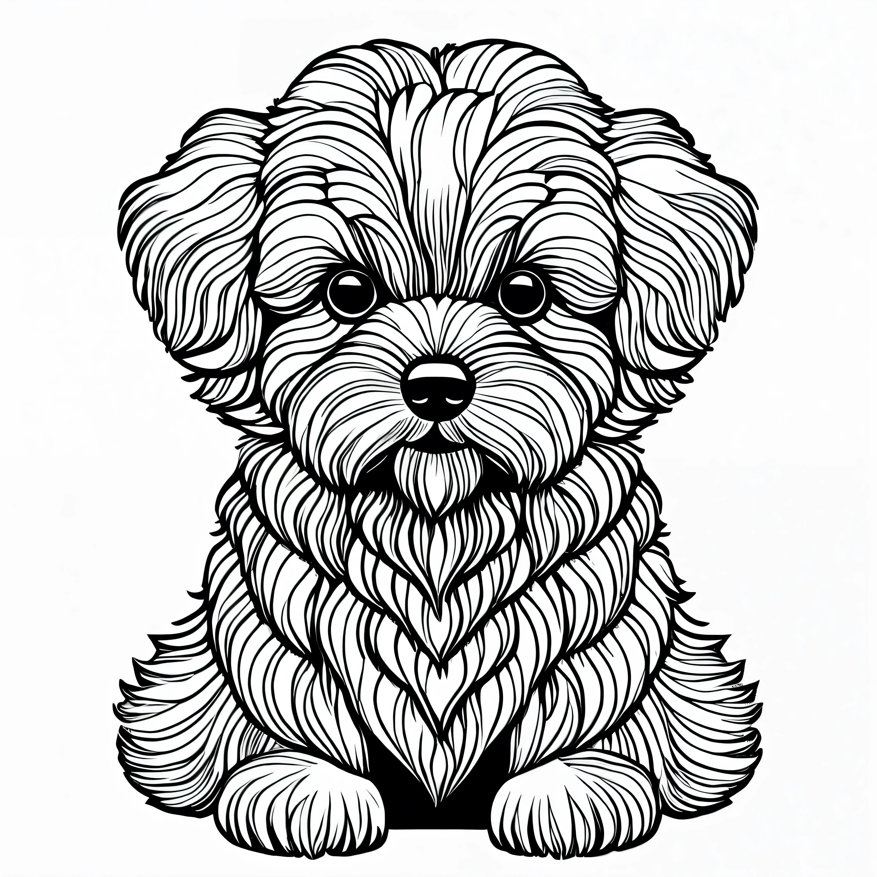 coloring page for adults. [Bichon Frise] head with mandala pattern, in the style of thick lines. low details. no shading