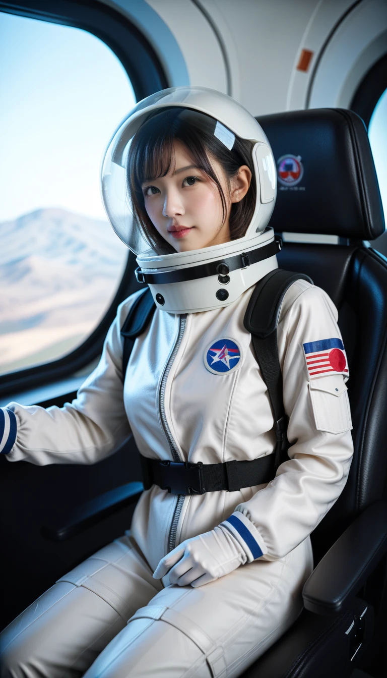 (8k, RAW photo, best quality, masterpiece), (photorealistic), outstanding details, (Cute Japanese girl , 20-year-old), mask eva helm, spacesuit , astronaut), bubble helmet, space helmet, (1girl:1.1) wearing a (spacesuit:1.15), , (ugh, wtf do these buttons do:1.3), inside the cockpit of a (futuristic spaceship:1.1), sitting in the captains chair, (intricate control panels:1.3), (gleaming metal:1.1), surrounded by many buttons and dials and gauges, (), concerned, beautiful 8k wallpaper, highly advanced, (sleek design:1.3), intricate, highres, superb, 8k wallpaper, extremely detailed, intricate,