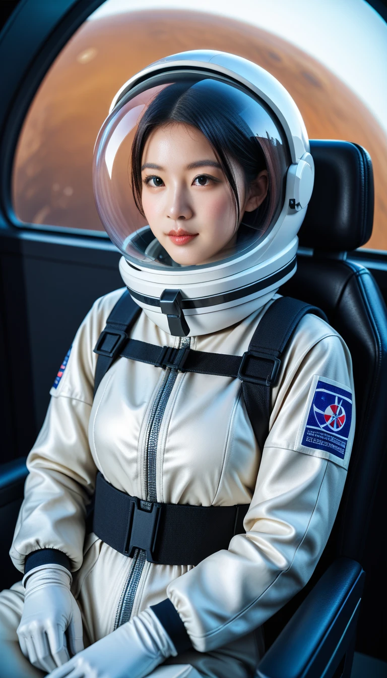 (8k, RAW photo, best quality, masterpiece), (photorealistic), outstanding details, (Cute Japanese girl , 20-year-old), mask eva helm, spacesuit , astronaut), bubble helmet, space helmet, (1girl:1.1) wearing a (spacesuit:1.15), , (ugh, wtf do these buttons do:1.3), inside the cockpit of a (futuristic spaceship:1.1), sitting in the captains chair, (intricate control panels:1.3), (gleaming metal:1.1), surrounded by many buttons and dials and gauges, (), concerned, beautiful 8k wallpaper, highly advanced, (sleek design:1.3), intricate, highres, superb, 8k wallpaper, extremely detailed, intricate,