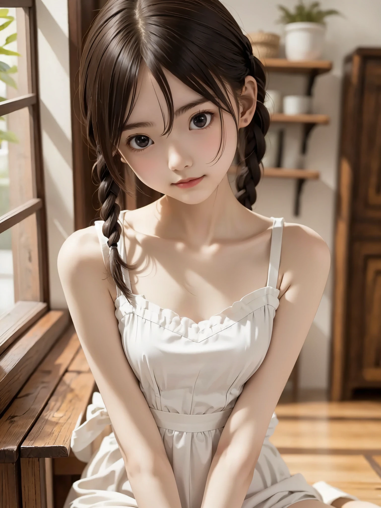 Maid,cute girl,masterpiece,high definition,thin arms,plait