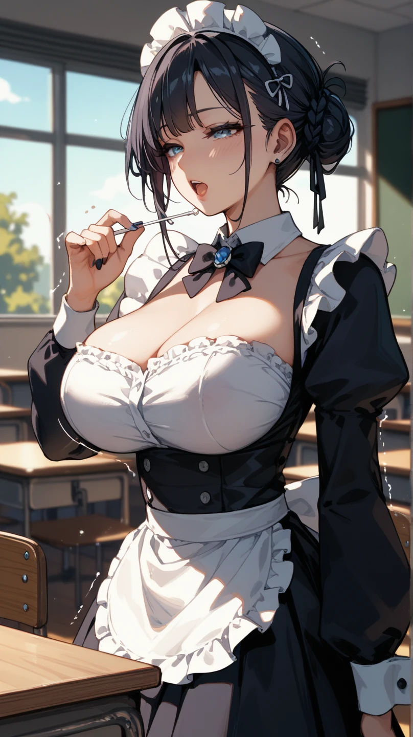 Mainly girls、 squinting、 between、 in the late night classroom、Trembling Body、Half Eye、 lift up the skirt 、「 oh 」Open your mouth and pull up your skirt 、Big Breasts、Do not generate images that cannot be displayed、Gothic Maid