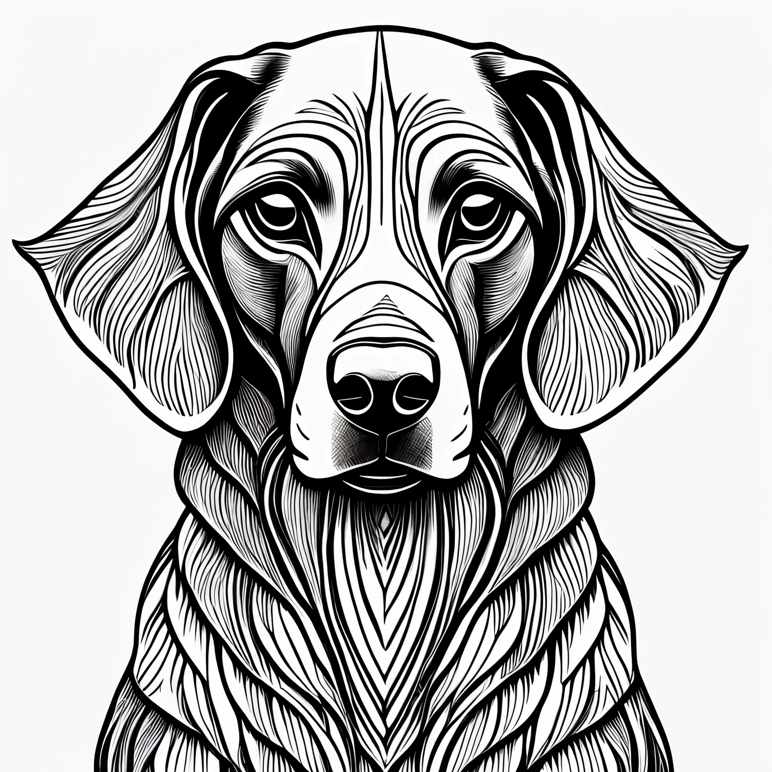 coloring page for adults. [Weimaraner] head with mandala pattern, in the style of thick lines. low details. no shading