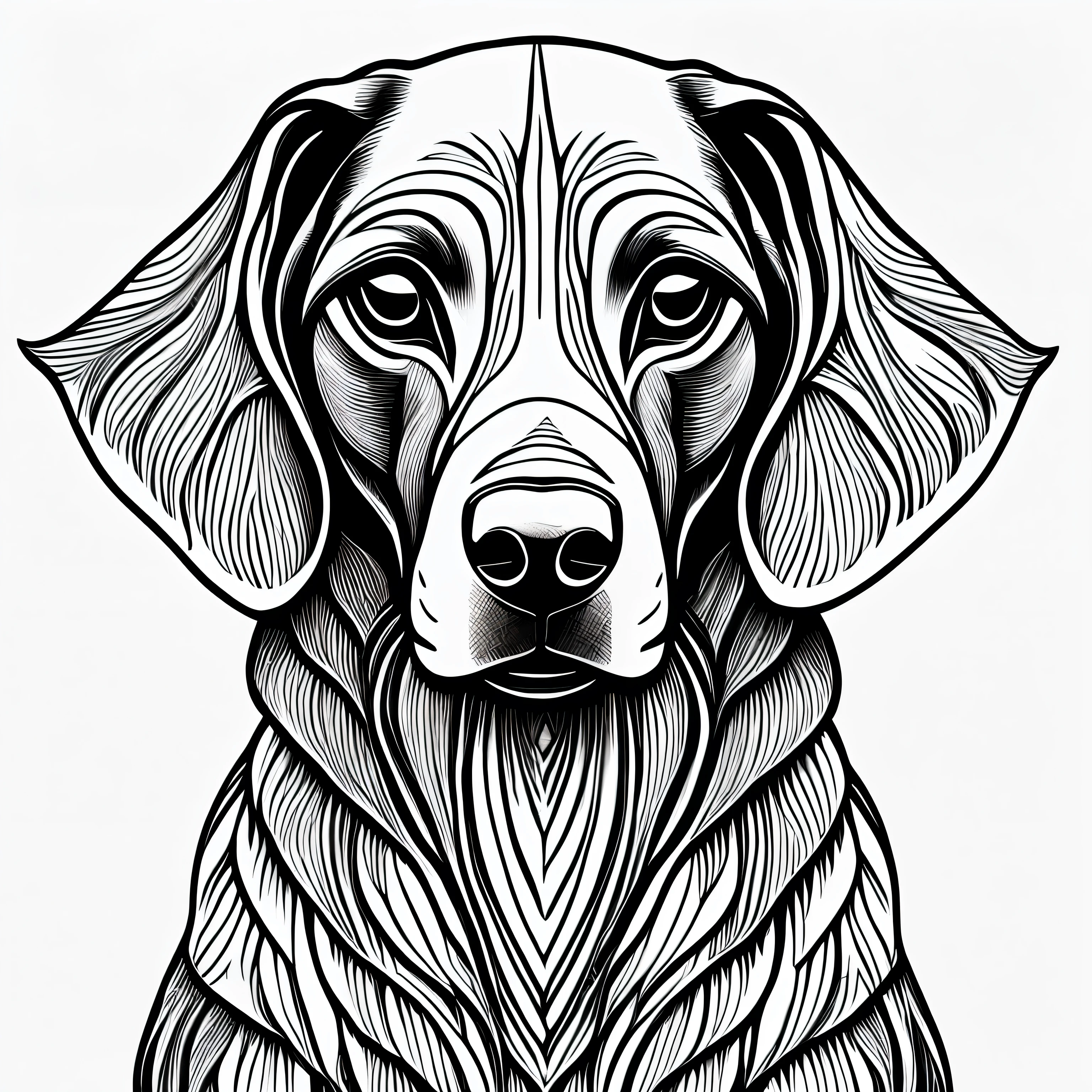 coloring page for adults. [Weimaraner] head with mandala pattern, in the style of thick lines. low details. no shading