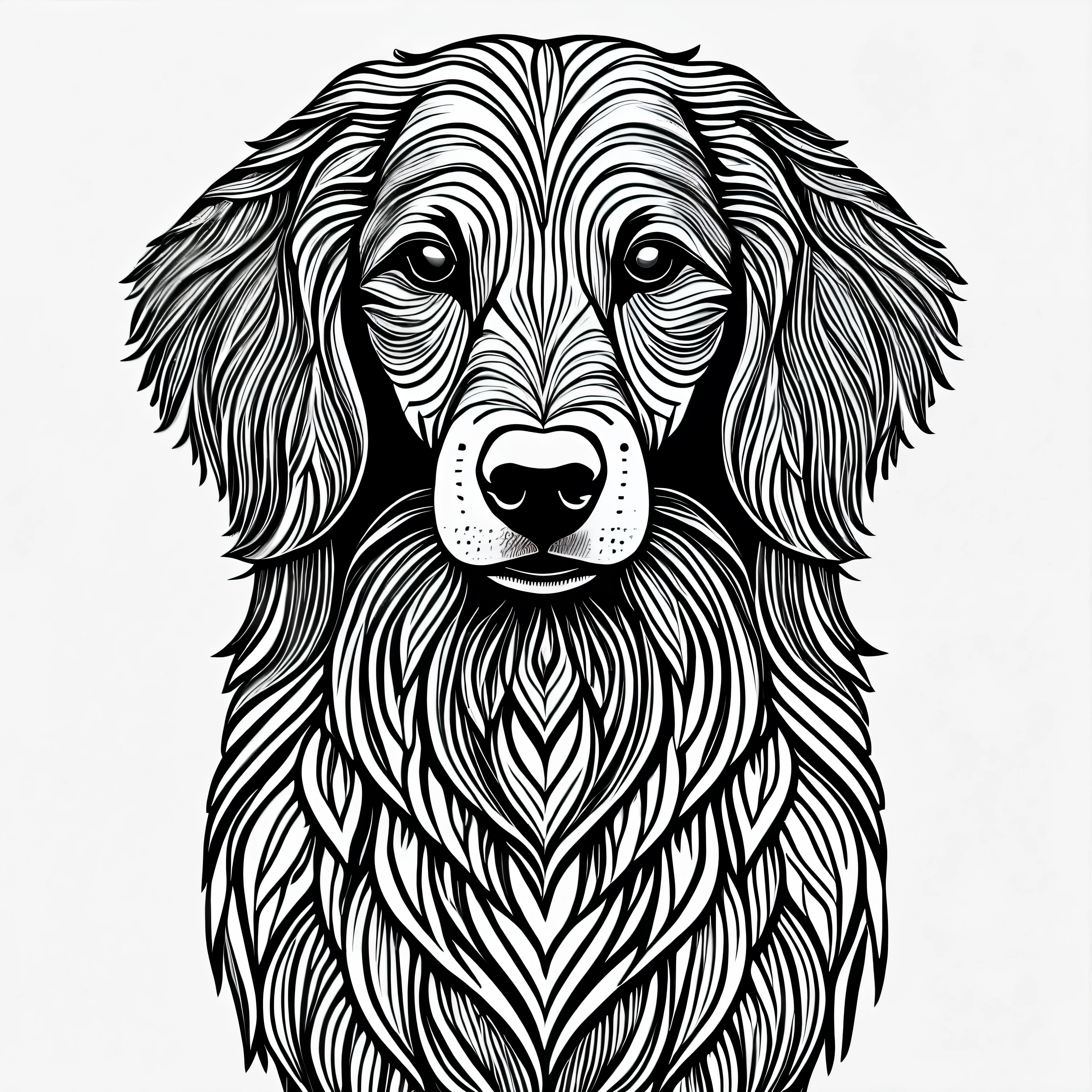 coloring page for adults. [Irish Setter] head with mandala pattern, in the style of thick lines. low details. no shading