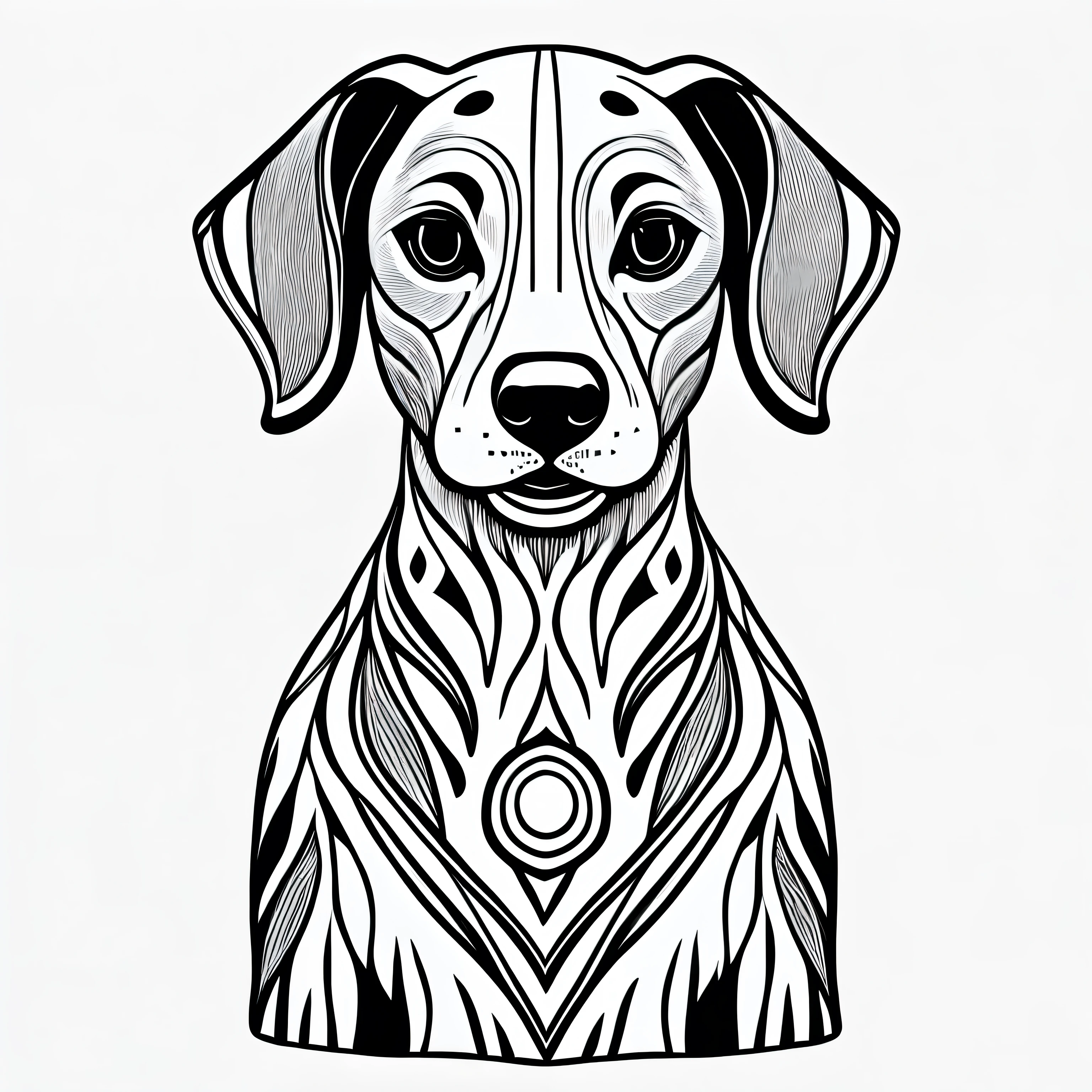 coloring page for adults. [Dalmatian] head with mandala pattern, in the style of thick lines. low details. no shading