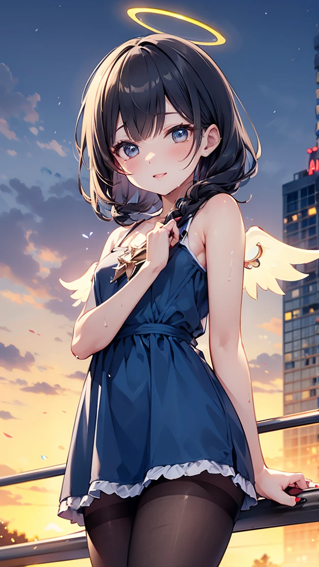  black nails ，（ can clearly see the tan lines），（sunburned skin ）、（ oily skin ）、（steam），Best picture quality，Missy，Orcs，Thick lips，Fake Smile，Color hair ，Halo， summer dress，wet pantyhose ，Ice wings， close to the viewer， pull hair ，rail，Silhouette， star angel 