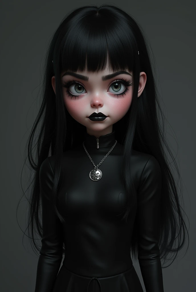 1 female child, no breasts, tiny waist, medium butt, wearing tight sexy dress nipples showing , edgy goth , black hair, long hair, straight hair, exposed forehead, light purple eyes, wearing black boots, multiple ear piercings, crying, black lipstick, luscious eyelashes, long eyelashes, holding cigarette in mouth , horny , sexy , cum on chin