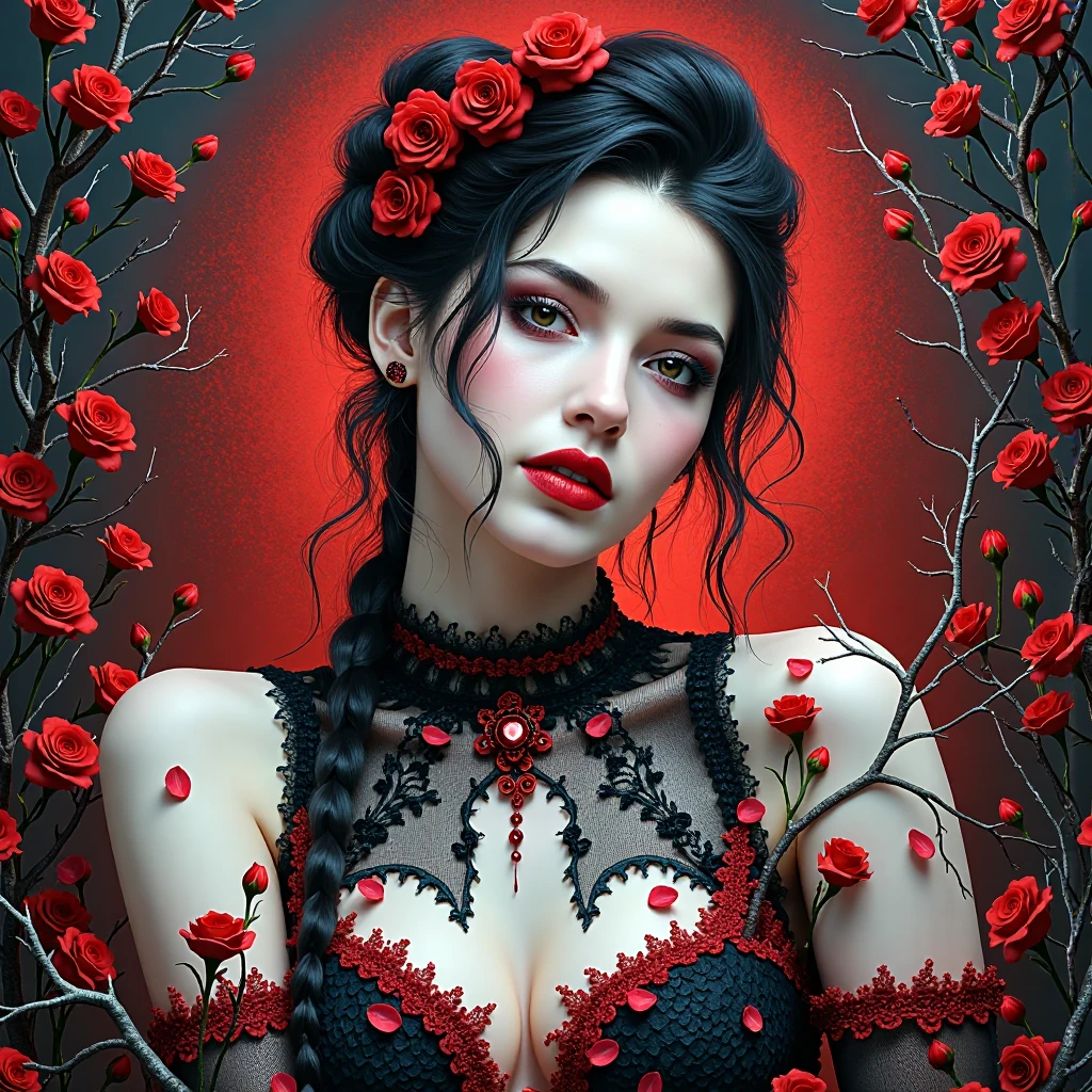 (amazingly detailed, beautiful detailed face, masterpiece, best quality), Jessica Rabbit, The  Bride Tim Burton