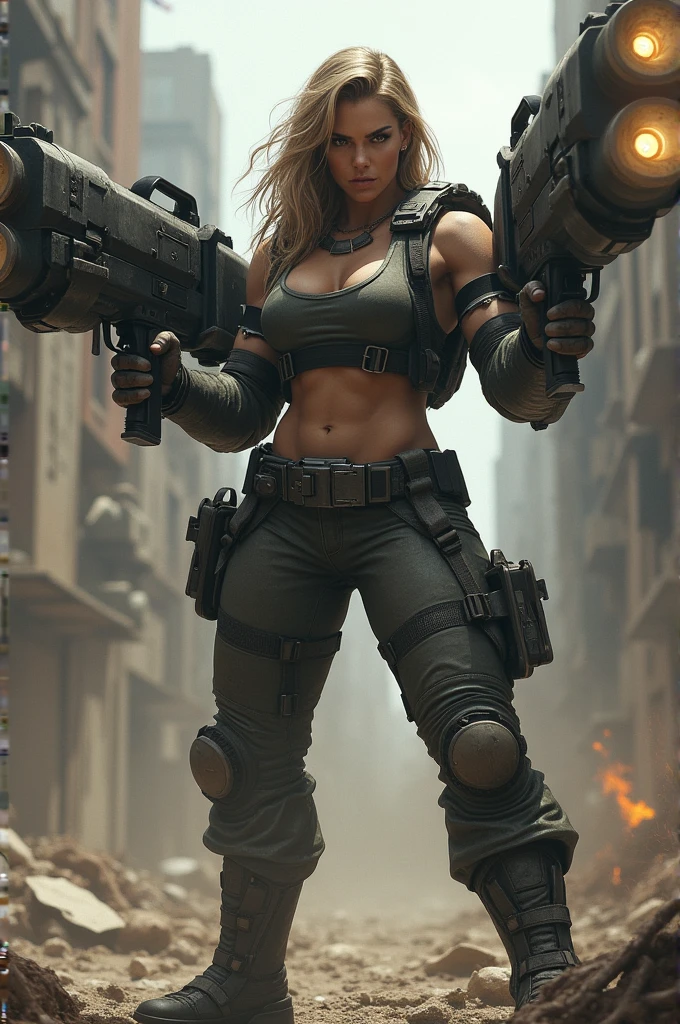 (Photographic:1.3, 16k, highest quality, masterpiece, Ultra-high resolution), Perfect dynamic composition:1.2, Highly detailed skin and facial textures:1.2, Covered in scars:1.2, (The end of the world:0.5, military base:0.6, Contrasting with the desolate background:0.7, Increase the disruptive element:0.7, Debris and impurities scattered around:0.7), (Dynamic action pose:1.0, Professional camera work:1.0, Aim with a gun:1.0), Beautiful Japanese women serving in the US military, Incredibly slim body, Fair skin, Very beautiful face, Stern expression, (Automatic rifle:0.7, Bulletproof vest:0.7, uniform:1.0, Backpack:0.7, boots:0.7), Shapely breasts, Chest gap, Big eyes that exude beautiful eroticism, Lips that exude beautiful eroticism, Cowboy Shot, necklace, Earrings, bracelet, Tattoo:0.5, military cap