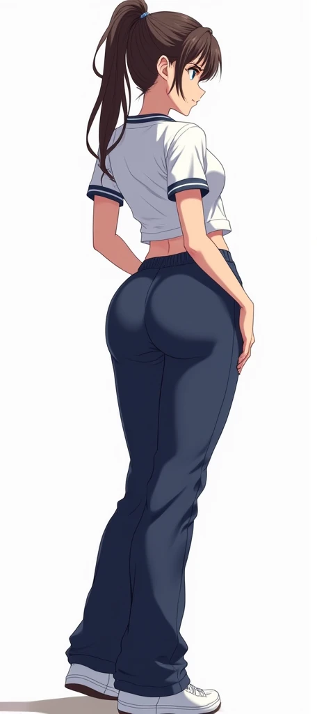 best quality,ultra detailed,solo,1girl,score_9, score_8_up, score_7_up, score_6_up, score_5_up, score_4_up, source_anime, maquia, two-tone hair, aqua hair, aqua eyes,white bodysuit,big breasts, standing sexy pose, (behind view,portrait),full body, heavenly ass, heavenly breasts, big ass, no shoes, wearing white heels, upset, cute, face, long legs, tight bodysuit, tight sleeves, long sleeves, backside, standing on dark