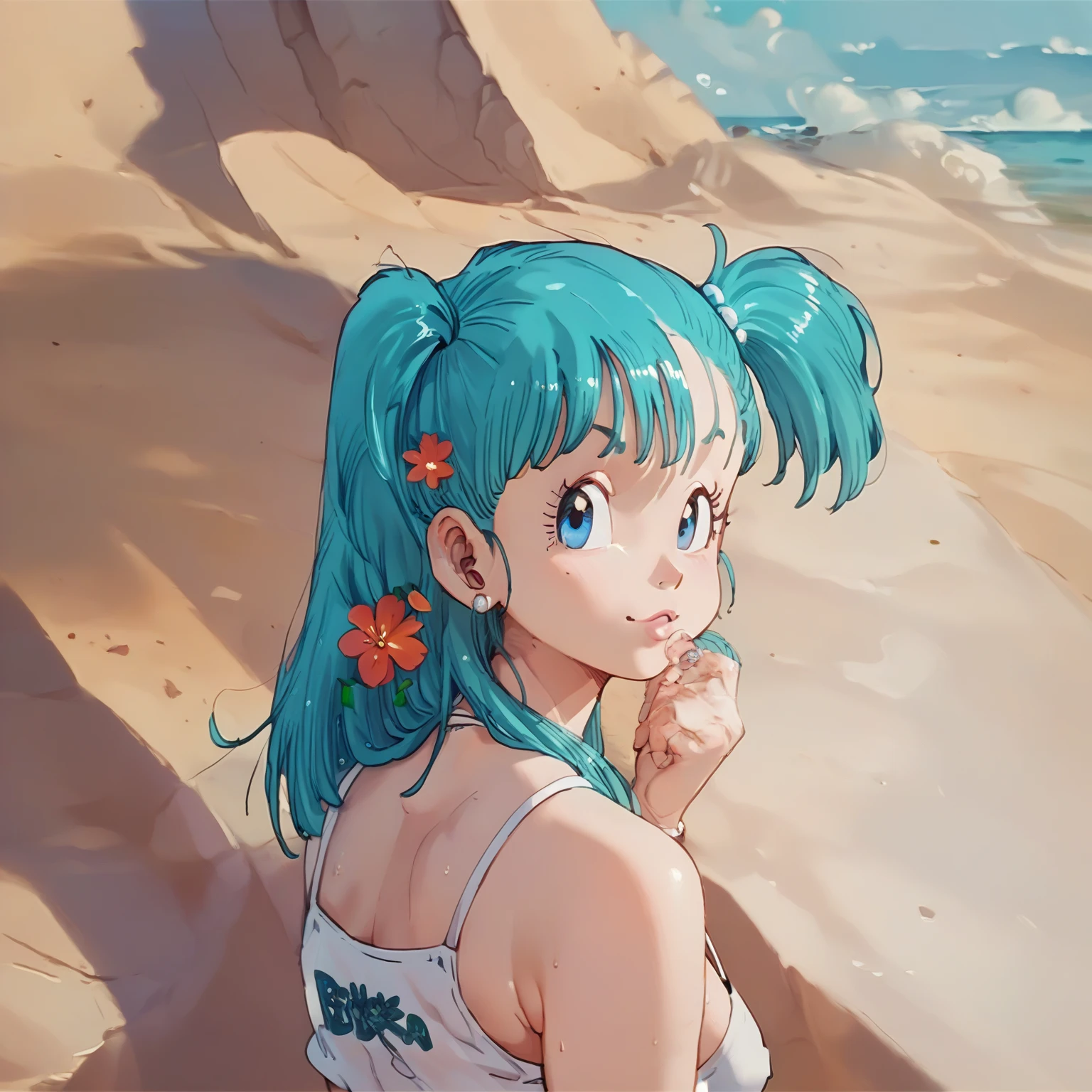 Bulma in a white bikini