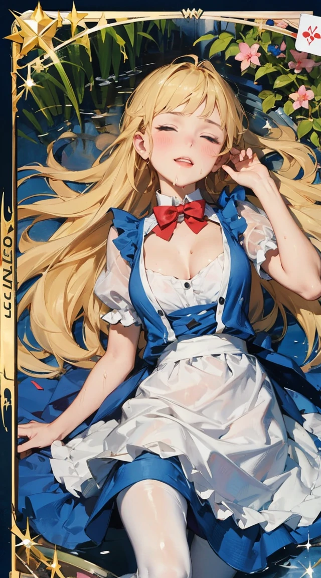 highest quality、realistic touch,high detail、photo realistic、long torso、Captive Beauty、Big eyes、Huge 、しっかりとしたplatinum blondeのまつげ、platinum blonde、Full body Esbian、sparkling eyes、obedient smile、My cheeks turned red、Kamimei、thin waist、plump thighs、Enchanted expression、raked bangs、forehead is protruding、tight maid uniform、thigh high socks、No sleeve、Tight skirt with a large slit、Corset to emphasize the chest、