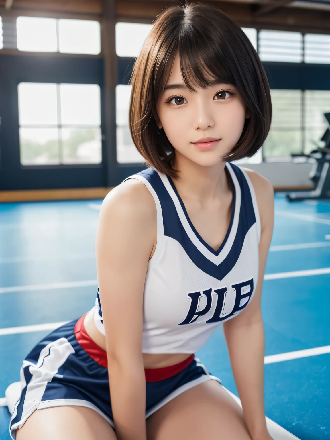 (Holding a pompom:1.3), (Cheerleader:1.2), (beautiful girl:1.3), (17 years old), (Highest quality:1.4), (Very detailed), (Very detailed美しい顔と目), (Sweat:1.2),Symmetrical eyes, (Dance 1.5), (Look Away:1.5), (Cheerleaderの衣装:1.3), smile, Open your mouth, White skin, Great face, iris, Short Bob Hair, (Skinny body type:1.2), (Flat Chest:1.2),Smooth, Very detailed CG 統合 8k 壁紙, High-resolution RAW color photos, Professional photography, Light, BackLight, dream-like, impressive, Written boundary depth, Basketball court,背後に何人かCheerleaderがいる カウボーイショット, (Close-up of face:1.2)
