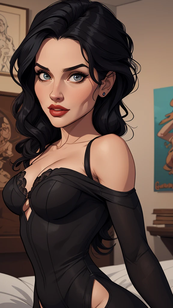 A closeup of a woman in a black top and a black bra, estilo de arte de charlie bowater, Estilo Charlie Bowater, retrato de vampiro, arte do personagem charlie bowater, Alena Aenami e Artgerm, Neoartcore e Charlie Bowater, Charlie Bowater cores ricas e profundas, lazy art style, Artgerm e Tom Bagshawum close de uma mulher com longos cabelos pretos e um colar, amoranto, Bela Delfina, mais conhecido como amoranto, Kailee Mandel, cabelo preto e olhos grandes, profile picture with headshot, jovem linda amoranto, pale and glowing skin, retrato de alta qualidade, com cabelos longos e olhos penetrantes, skin pale as ivory, Sydney Hanson mode white skin tone close-up portrait cartoon style GTA style digital illustration of a woman in a black dress and black hair, linda rainha vampira, linda rainha feminina vampira, gothic maiden, very beautiful gothic top model, beautiful vampira feminina, goth girl, goth girl, gothic maiden of the dark, Gothic style, gothic woman, gothic clothes, gothic outfit, moda vampiro, vampira feminina, wearing a gothic dress Close up of a woman with long hair and a sweater, cabelo castanho encaracolado, linda modelo, retrato de alta qualidade, medium portrait soft light, parece a jovem liv tyler, retrato colorido, linda mulher, cabelo loiro cacheado | d & d, beautiful portrait lighting, uma linda jovem, modelo muito lindo, Retrato de 50mm, medium to long brown curly hair, close-up of a person wearing tie and sweater;, Hermione Granger, inspirado em Hermione Hammond, hermione, Emma Watson as Hermione Granger, Ema!! watson!!, Emma Watson as harry potter, Emma Watson as driada, Emma Watson, portrait photo of Emma Watson, photo of Emma Watson, movie still of Emma Watson, with the face of Emma Watsona cartoon of a woman in a bikini and panties, CO Commission, commission for high resolution, realistic bikini, garota anime sedutora, nico robin, artgerm extremamente detalhado, fofosexyrobutts, Kate Bi