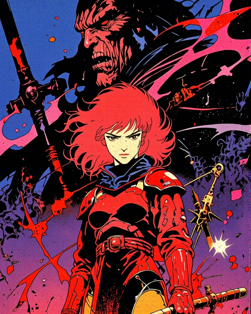 Art style by H. R. Giger, Art Style by Moebius, 


An intriguing fusion of the vibrant, glitchy aesthetics of xxmixgirl art with the sinister allure of an Expressionist Darkfall Sandman, captured in a dynamic speed paint that exudes the raw intensity of a digital ninja. In the foreground, a young woman with piercing eyes and a fiery red aura stands defiantly, her form composed of a mesmerizing blend of pixels and brushstrokes. Her expression is a blend of determination and horror as she confronts the looming figure of Lich Vecna from Dungeons & Dragons lore. The Lich, known for his photorealistic dark concept, is depicted with an evil villain's grin that stretches across his decayed face, a testament to the artist's meticulous attention to detail. The scene is suffused with a palette of unusually vivid colors that clash and coalesce to create a sense of otherworldly terror. The use of Stefan Koidl's signature style adds a layer of complexity, with distortions and bold brushwork that enhance the emotional impact of the scene. The background is a chaotic whirlwind of pixels and shadowy figures, hinting at the turbulent universe of the Dark Fantasy realm. Despite the digital medium, the artwork exudes a photorealistic quality that lends depth to the horror fantasy concept. Every element of the 4k artwork is meticulously detailed, from the intricate patterns of the ninja's armor to the decayed majesty of the Lich's robes, creating a detailed tapestry of dread and power. The glitch style adds a layer of unpredictability, as if the very fabric of reality is being torn apart by the confrontation. The overall effect is one of a detailed, high-resolution nightmare, a visual feast that is as disturbing as it is captivating.