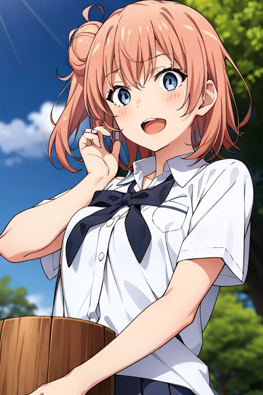 ((masutepiece, Best Quality, hight resolution, nffsw, Perfect Pixel, depth of fields, 4K, )), 1girl in, Solo, , Beautiful anime girl, Beautiful Art Style,
jumping:1.3, garden, Looking at viewer.
Perfect body, smug face, tilted forward:1.5, show panties:1.5,
isshiki iroha, large breasts, Full face blush, school uniform:1.5,
straight on:1.3, medium shot