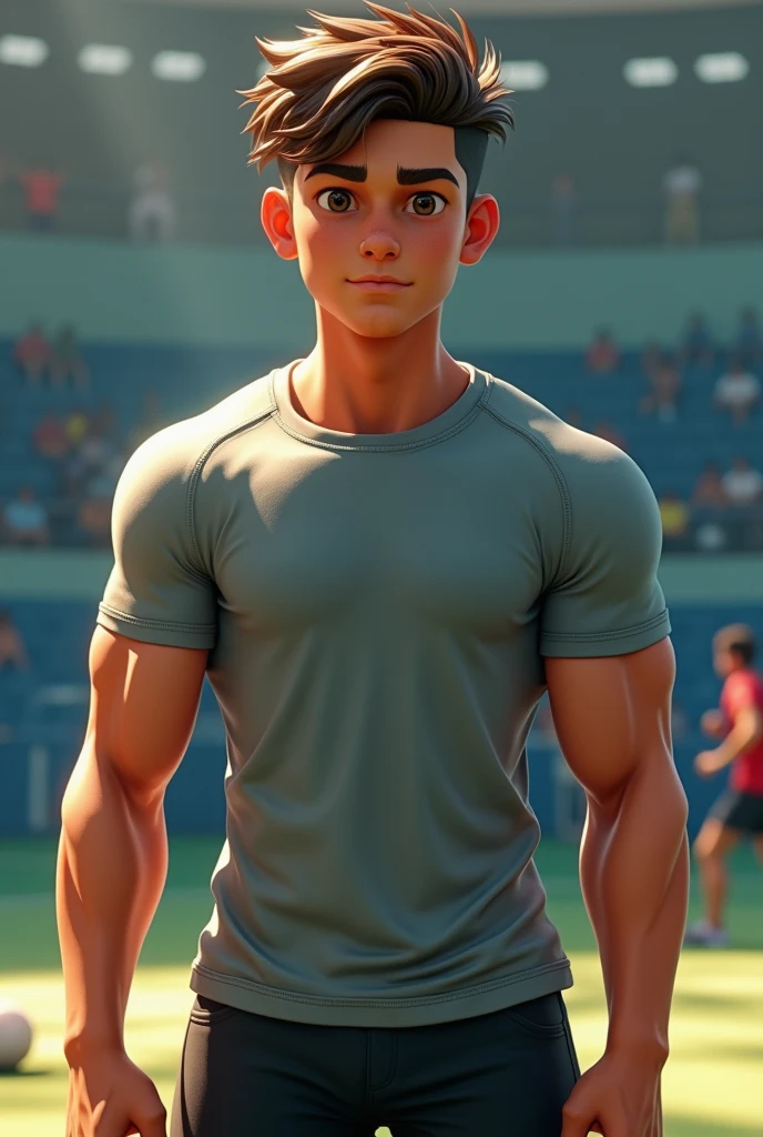 Muscular 1 soccer uniform boy sweating without shirt