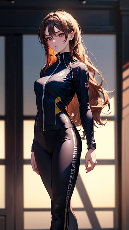 Fullbody princess Zelda in a onepiece short black sport Racing Outfit whit a wihte hoody and Ponytail and overkness shoes
