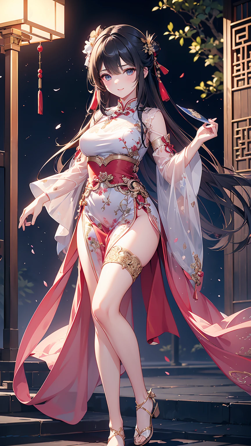(masterpiece, top quality, best quality, official art, beautiful and aesthetic:1.2), (1girl), extreme detailed,(fractal art:1.3),colorful,highest detailed. Stunning Beauty Voluptuous Japanese Bride. Smile. Wedding ring. Wearing Japanese see-through traditional wedding dress, underboobs, sideboob, white fundoshi, and transparent veils. Traditional magatama jewelry accessories. Beautiful belly, beautiful waist, beautiful thighs, and beautiful legs. Full body photo, head to toes, wide angle. Background on the sacred Japanese shinto shrine with torii gates. HD image, colorful image, very detailed anatomy, very detailed background.
