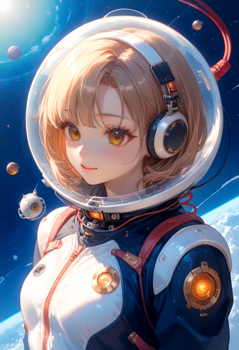 space station\(Huge,  giant ,  very detailed bust.Great concentration, Beautiful bokeh , mechanical部品, cable, Wire, mechanical, dynamic angle \). score_9, score_8_up, score_7_up, score_6_up, score_5_up, score_4_up,  source_Anime, source_ like fur, rating_safe, rating_i doubt it,masterpiece,  top quality,  Perfect Anatomy ,   very aesthetic  ,  absurd.  (outer space:1.4),space_background,landscape,Black space suit