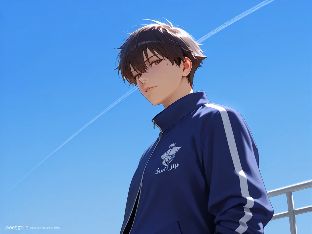 birds in the blue sky view from below anime realistic 