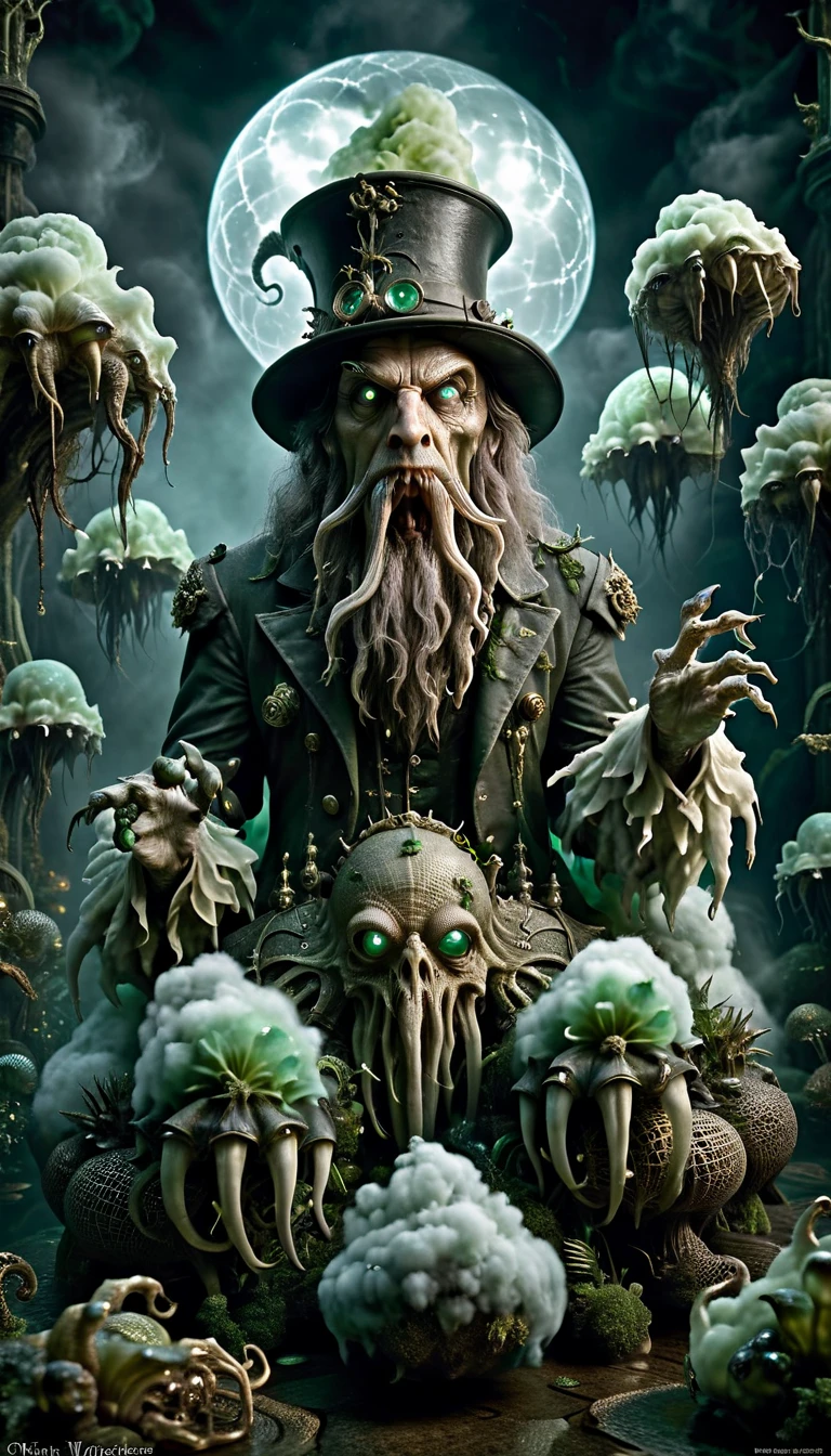 award-winning photography of a gothic cthulhu with indescribable terror made of ais-cloudz in wonderland, magical, whimsical, fantasy art concept, steampunk, intricate details, best quality, masterpiece, ultra sharp, hyper realistic, realism 