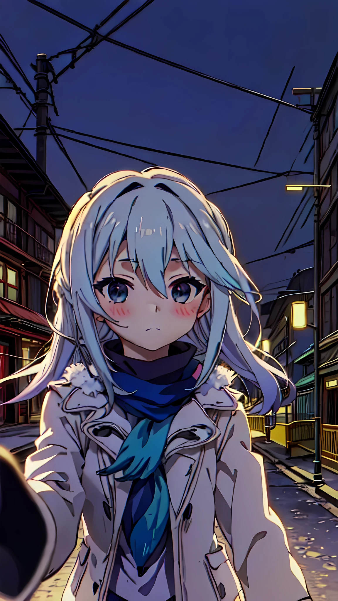 ( best quality ) throw (aqua) Looking at you with blush on your face in love to see you, throw,  simple background \(( blurry background\)),  anime style 