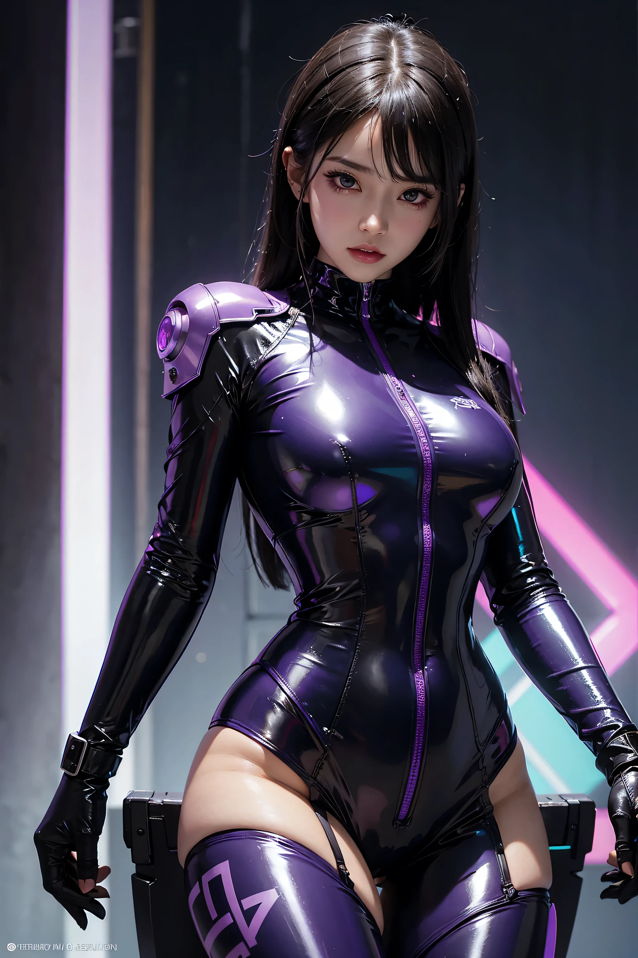 hightquality、masterpiece、ultra res、a beauty girl、Beautiful girl face、cute girl face、、cyberpunked、Wearing cyperpunk clothes、full bodyesbian、Famous actresses of Japan、very beautiful face,A sexy