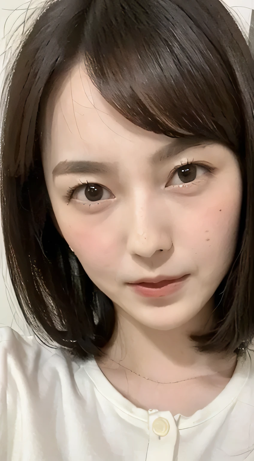 highest quality,masterpiece,Ultra-high resolution,(Realistic:1.4),Beautiful lighting, (Highly detailed CG Unity 8k wallpaper), Beautiful face in every detail,Detailed clothing, 50mm portrait photography, One Girl,Big black eyes, cute, young, stop temporarily, Facial lighting, Physically Based Rendering,Written boundary depth , Black Hair, Mole under the eye,Selfie, gem,Married Wife, Middle Breath, (Serious face), ((Take from above)),camisole, window, (Open your mouth wide),(shout),high resolution、Japanese women、20-year-old、Knitted sweater、若くてきれいな女性のSelfie, Taken with iPhone camera