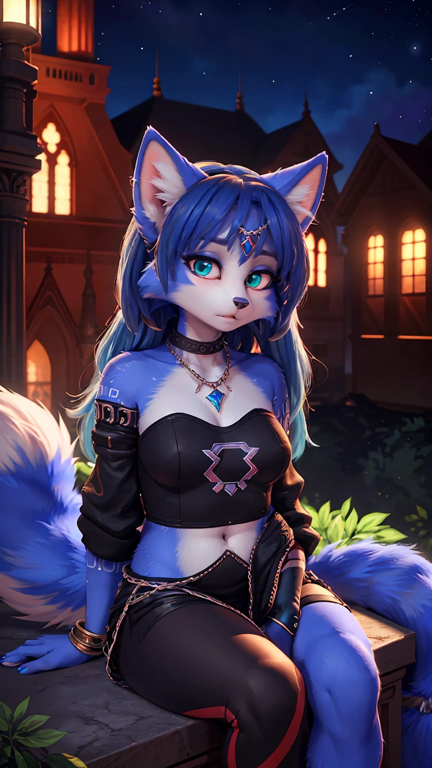 A beautiful and detailed (sweet portrait) wa ((krystal)), Star Fox krystal, sslim, green eyes, medium breasts, (((Long blue hair 1.3))), Decollete, look up, anthro, furry, Uploaded E621, detailed fluffy fur, (wa Fluff-Kevlar, Bayard Wu, personalize me, Pino Daeni), detailed face, (fluffy), 1 girl, alone, Sweet young girl,