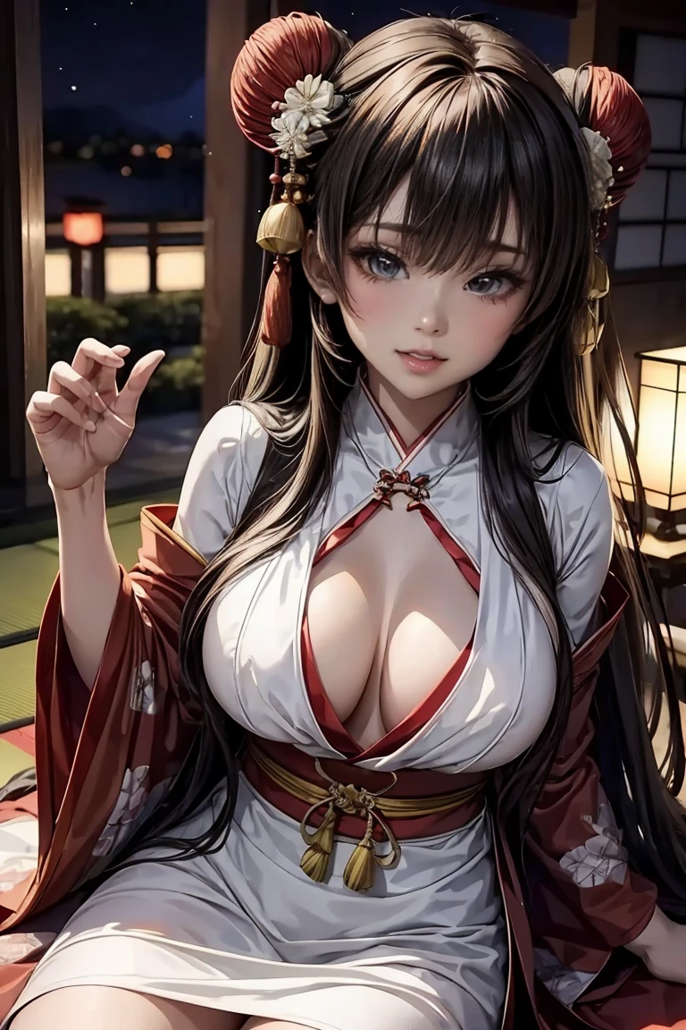 a close up of a woman in a dress posing for a picture, japanese goddess, anime girl cosplay, seductive anime girl, elegant glamourous cosplay, sophisticated gravure idol, anime goddess, enjoyable, sexy dress, opened dress, full dress, full covered dress, open v chest clothes, pleasing, japanese, intriguing outfit, japanese model, bokeh background, winter