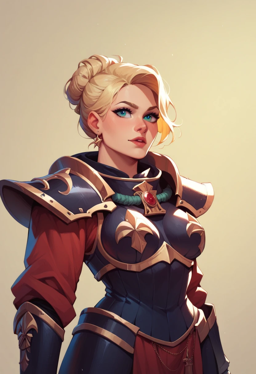 Blonde beauty in full armor 