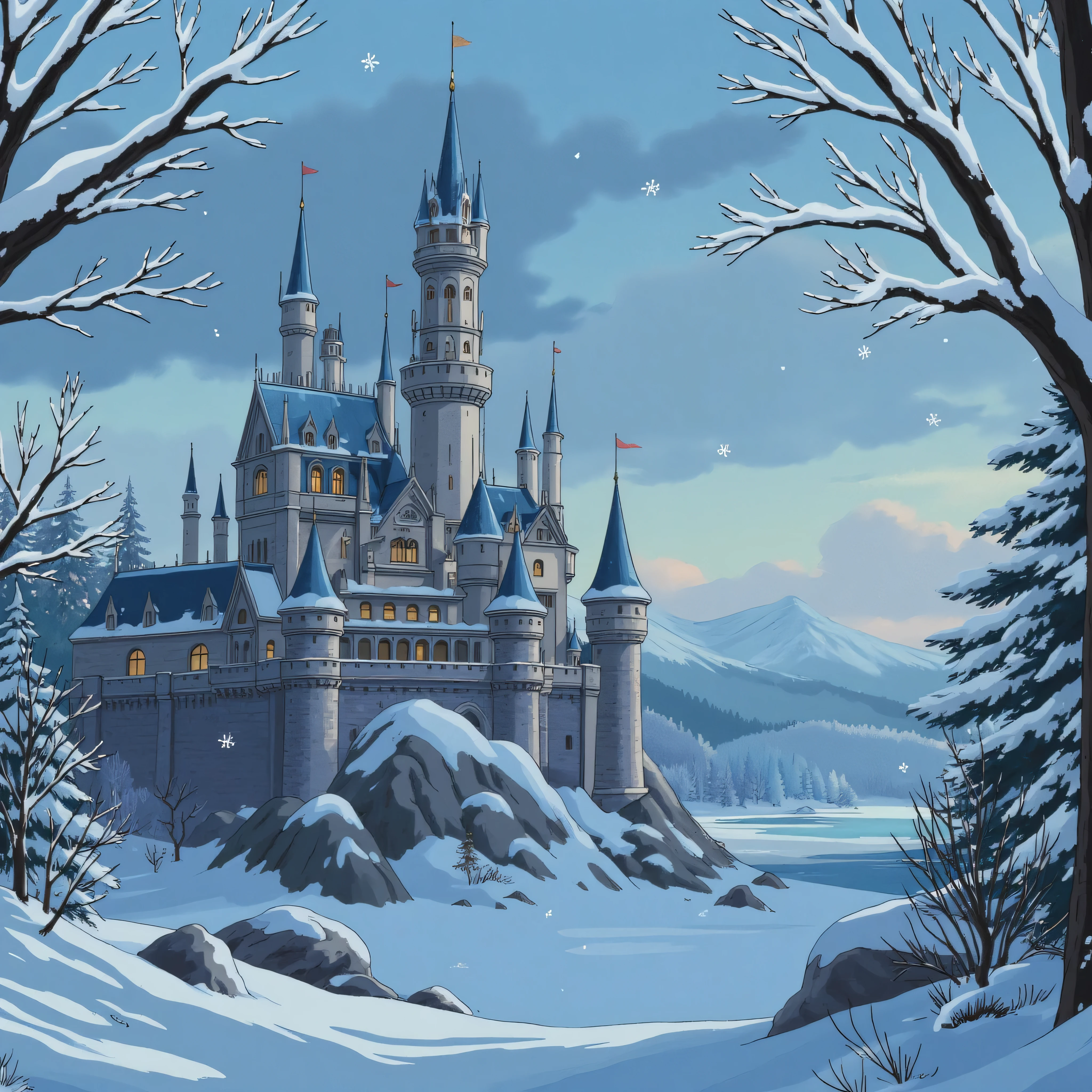 Castle of beauty and the beast disney in winter