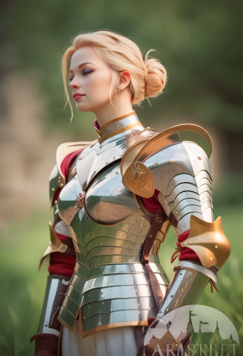 Blonde beauty in full armor 