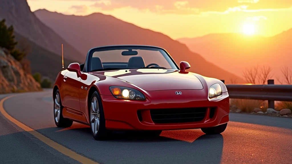 Image: A front-side view of the Honda S2000 in a vibrant setting ...