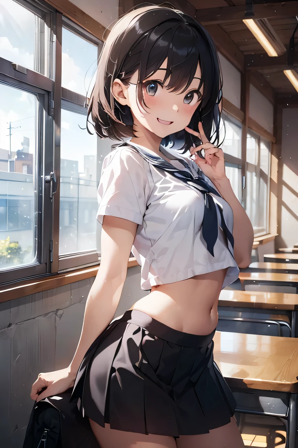 ((Highest quality)), (detailed), Perfect Face、((Highest quality)), (detailed), Perfect Face、Work as a manager at a popular cafe, 3、In a café in the daytime, ((Stand and show)), Spread your legs, ブラウス, ID card hanging from neck, Take off your black panties、 Holding the panties you took off in your hands、Angle from the front、((She has panties、Showing it to me。:1.5))、((Erect nipples: 1.1)), (( Small breasts :1.5 )), ((Small round areola :1.3, ライトピンク:1.3 )), (((スカートめくり, ズボンがない, Genitals are visible))), ((masterpiece)), ((masterpiece))