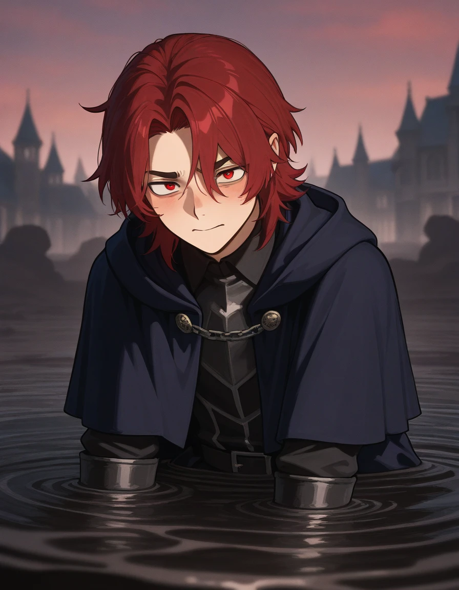 score_9, score_8_up, score_7_up, score_6_up, score_5_up, score_4_up, BREAK source_anime, man, black cloak with horizontal red lines, empty eyes, half-closed eyes, dark gradient lims, annoyed, upset, masterpiece, motion blur, speed lines, monster boy