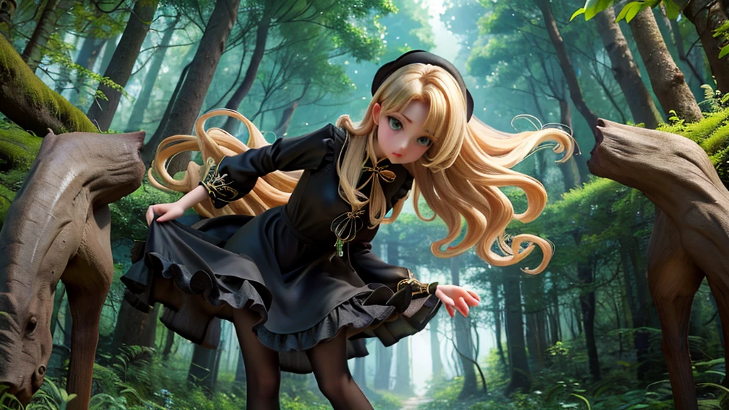 whole body、 dress、  Pantyhose、Black footwear、 blondes、Expand your vagina at an angle seen from directly below  、 beautiful face、 green eyes、forest background、(masterpiece:1.2)、 top quality、Confused、 very detailed desktop wallpaper、  Full Photo 、(黒との dress、length)sleeve  :1.1) , &#39; s underwear  ,  flip up skirt,  You can see s shorts  ,  low angle,  Is flipping up the skirt ,   directly below ,   closet up,   look inside skirt  ,   underwear visible ,, 子供綿  underwear visible ,  translucent chemise  、  low angle、The white print panties are visible、子供綿  underwear visible ,  underwear visible ,  translucent chemise が見えます 、,  low angle、 The white print panties are visible、 flat chested