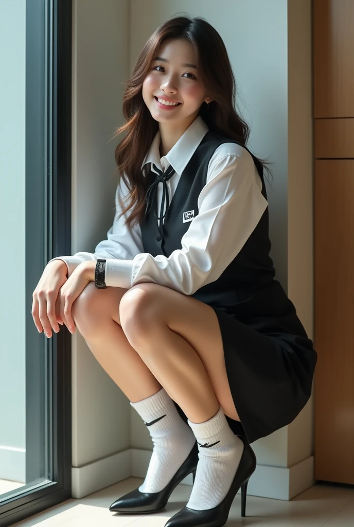 LAHO Beauty。Very sexy、Office lady with strong sexual desires。23 year old office lady、Spread-legged pose。I love sex、Sexy pose with mouth half open。beautycareer woman、Japanese、
beauty。The button on her chest is about to come off、ulzzang-6500-1.1(RAW Photos:1.2)。
(Photorealistic)、(Genuine:1.4)、(Peace Fly)。A calm-looking woman wearing a checked vest。
Large Bust Body Type。Miniskirt with exposed thighs。The legs are plump。(Ultra-realistic white Nike socks、The NIKE logo is visible:Bold pose showing white panties、White panties have stains:1.2)。Japanese Goddess、Wearing black high heels、Sexy gaze in white socks。((Full Body Shot:1.16))。Highlighted with knee-length socks featuring the Nike logo。Black Nike logo on socks。Wearing black high heels、常にNike logo on socks
Two pairs of perfect stinky feet、Beautiful hands and feet、Changing in the locker room、Ultra-realistic skin texture、Shiny skin。
