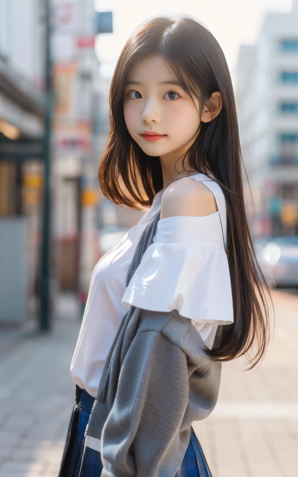 (8k、Raw photo、highest quality、masterpiece:1.2), ぬれたhair,looking at the viewer,Looking at the front,strong,erotic,student,white skin,knees,absurd,small face,前hairを真ん中から分けます、I can see the forehead,(please be shy,tight eyes,glare,strong,skinny,skinny,get annoyed)、masterpiece,highest quality、超A high resolution,one person, solo,(Shoulder Shots:1.2)、focus on face、cute、Return to student,school uniform,high school girl,japanese woman,(Photoreal:1.37)、photon mapping,realistic、cutesmall face,brown eyes、prospect、Depth of the bounds written、blurred background、picture,girls、(前hairが見える), hair, thin clothing,(Nogizaka Idol), actress、big and full breasts、Super fine、low person、(Skin with visible pores:1.2)