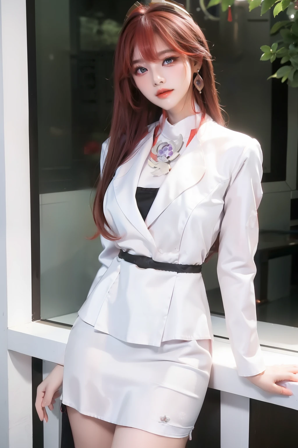 arafed asian woman in a white shirt and black skirt posing for a picture, jaeyeon nam, gorgeous young korean woman, beautiful south korean woman, korean girl, beautiful young korean woman, korean woman, heonhwa choe, korean women's fashion model, lee ji-eun, lee ji - eun, hwang se - on, smooth white tight clothes suit, sexy look, big breast