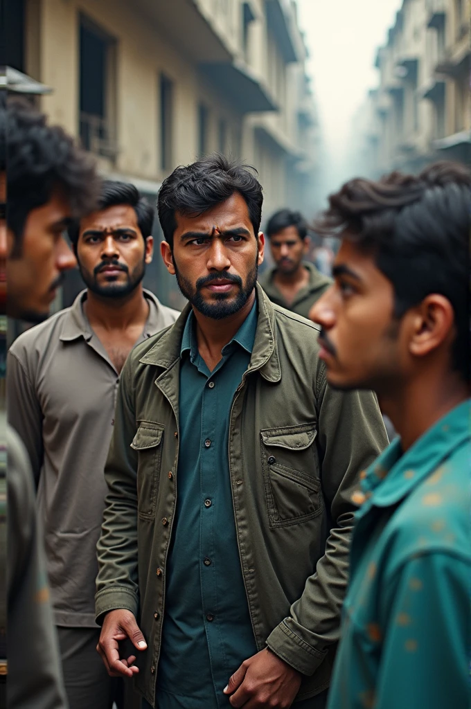 Generate image skinny ugly white men shouting at handsome indian ( and he display any emotion for white guy )