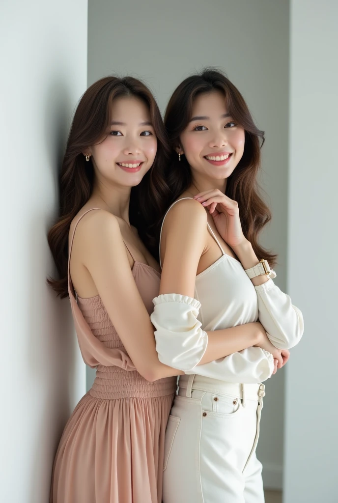 ((The scene is、Two-thirds of the body standing))top-quality、tmasterpiece、超A high resolution、(Photorealsitic:1.4)、A Japanese lady、48-year-old woman,ssmile,Wavy brunette hair、Silk、Cropped sleeveless T-shirt,Yoga pants for(huge boob:1.4)、standing on your feet:1.2,gym room,Get wet,Slightly chubby body:1.2,Straight body,Slightly chubby face:1.2,Wrinkles at the corners of the eyes,There are wrinkles at the corners of the mouth,perfect bodies,