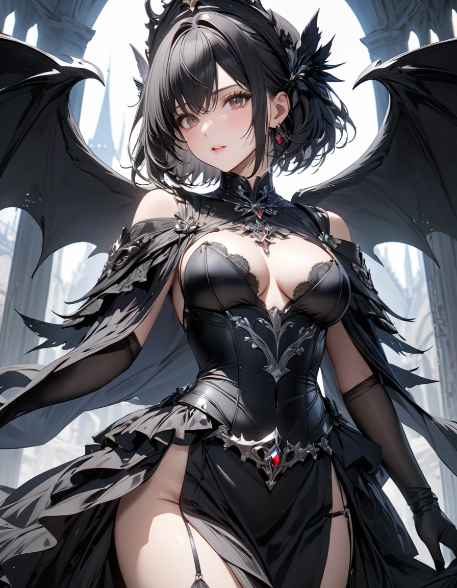 ((highest quality)),(ultra high resolution),(Super detailed),(detailed description),((best CG)),(best work of art),super precision art, great drawing art,(Art with precise details:1.5), (1 young girl:1.5), beautiful and well-shaped face:1.5,(Beautiful skin with precise and detailed depiction:1.6),(sleeveless halter neck crop top, knee length gym shorts ),gorgeous, masterpiece, best quality, high-resolution, finely detailed, extremely detailed and beautiful, distinct-image, 1 girl, 16 year old teenager, solo, sharp facial features, oval shaped face. cherry pink lips, lightly tanned white skin. velvet-colored eyes, C-cup breasts, tall height(175cm), slim yet chiseled body type, short shoulder length dark violet-black hair, small narrow waist, long and slender legs, curvy wide hips, elegant gothic courtyard setting