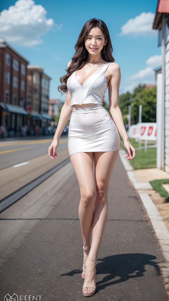 photo of a girl, ((portrait)), (Detailed face: 1.2)), (detailed facial features)), (Thin skin), Pale skin, High detail and deep neckline, (cold color), reflection, (Master of Art) (perfect proportions) (Realistic photos) (highest quality), taken with Canon EOS R5, 50 mm Lens, f/2.8, HDR, (8k) (wallpaper) (film lighting) (dramatic lighting) ( Sharp focus) (complex), (bodycon, heels), ((Full body shot)), (New York Fifth Avenue background)