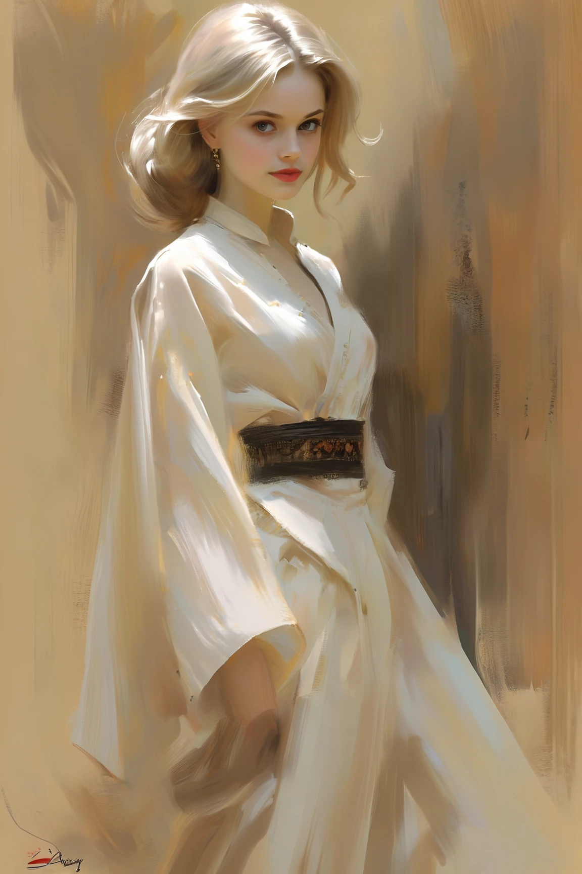 Pencil Sketch Drawing, line art drawing, a elegant beautiful young woman, combination of Erin Moriarty:0.9, joey king:0.7, Rachael Taylor:1.2, wearing old arabic dress, style oФ Casey Baugh, style oФ Pino Daeni(her silhouette outlined in black). (style of Vladimir Volegov:1.1).. sepia and white on grey color palette. professional, sleek, modern, minimalist, graphic, line art, 