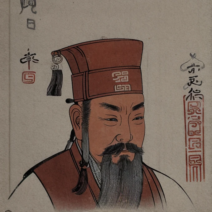 An ancient Chinese man wearing a degree hat